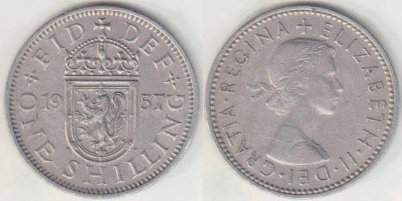 1957 Great Britain Shilling (Scottish) A008176